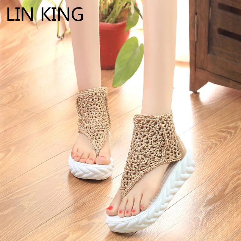 LIN KING Top Quality Zipper Women Sandals Fashion Floral Knit Summer Platform Shoes Thick Sole High Top Wedges Gladiator Shoes
LIN KING Top Quality Zipper Women Sandals Fashion Floral Knit Summer Platform Shoes Thick Sole High Top Wedges Gladiator Shoes