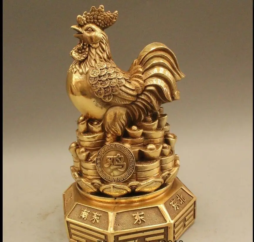 8" Chinese Fengshui Brass Zodiac Year Rooster Coin Yuanbao Money Wealth Statue 20CM
8" Chinese Fengshui Brass Zodiac Year Rooster Coin Yuanbao Money Wealth Statue 20CM