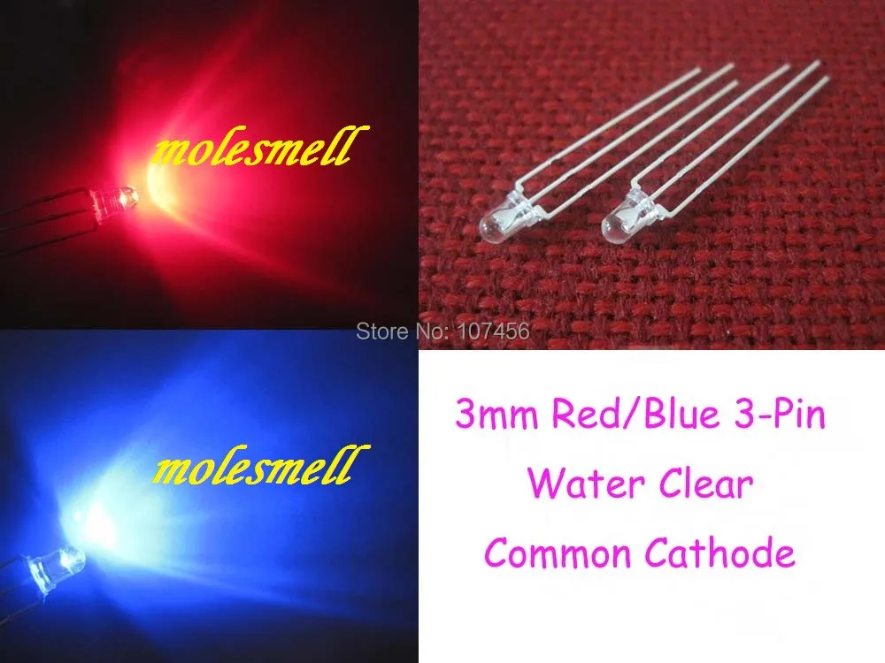 Free shipping 100pcs 3mm Dual Bi-Color Red/Blue Bright 3-Pin Led Common Cathode Leds Lamp 3mm water clear 3pin R/B led
Free shipping 100pcs 3mm Dual Bi-Color Red/Blue Bright 3-Pin Led Common Cathode Leds Lamp 3mm water clear 3pin R/B led