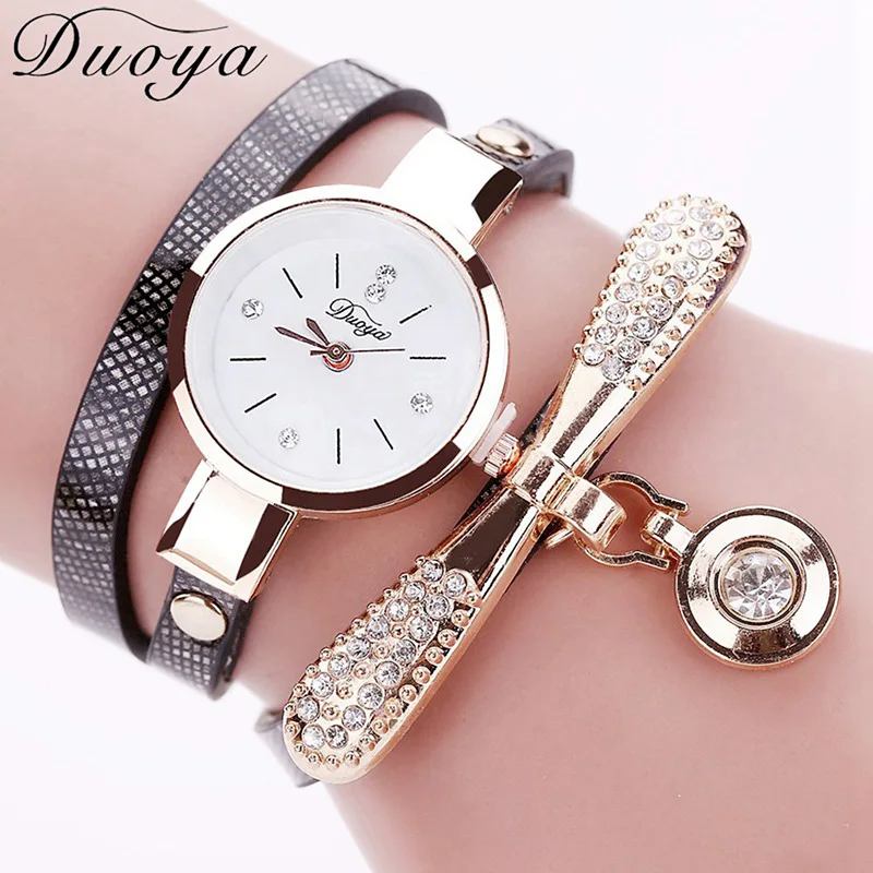 Часы наручные Duoya женские кварцевые брендовые Роскошные Модные Винтажные с