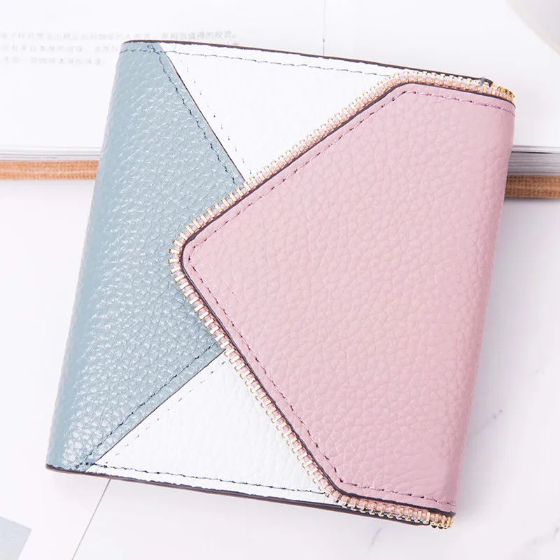 Cartera corta de cuero para mujer carteras diseminador металлические Mini Color caramelo cartera | Багаж и сумки