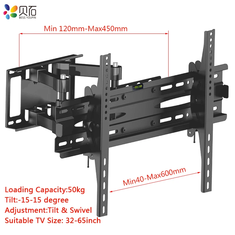 

TV Wall Mount Fit for Most 32"-65" TVs Dual Articulating Arm Full Motion Tilt Swivel Bracket support LED LCD Plasma Flat Screen