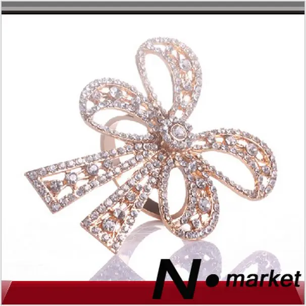 

N.market Free Shipping New High Class Butterfly Copper Napkin Rings For Wedding Diamond Napkin Holders For Table Decoration