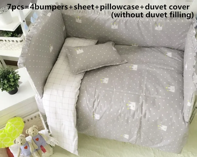6/7PCS Crown cot bedding sets,100% cotton baby crib beding sets Toddler Baby Bed Linens 120*60/120*70cm
6/7PCS Crown cot bedding sets,100% cotton baby crib beding sets Toddler Baby Bed Linens 120*60/120*70cm