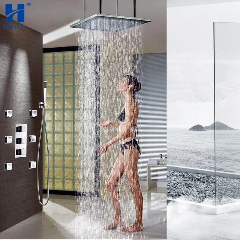 Hongdec Thermostatic LED 20inch Shower head with Body jets Sprayer Bathroom rainfall Shower System set
Hongdec Thermostatic LED 20inch Shower head with Body jets Sprayer Bathroom rainfall Shower System set