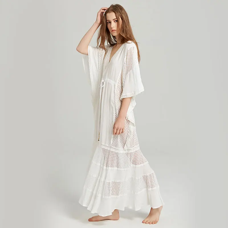 Summer new women's wear travel Bohemian island holiday beach dress sexy V collar back hollow-out ultra-loose long dress
Summer new women's wear travel Bohemian island holiday beach dress sexy V collar back hollow-out ultra-loose long dress