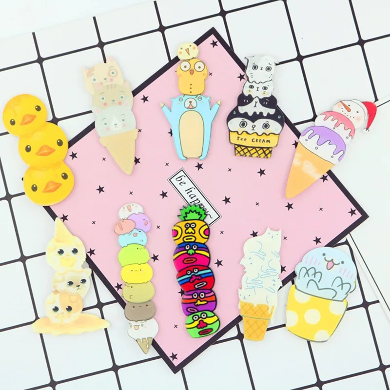 Мультфильм наборный животного акрил Броши утка мороженое знак декоративные