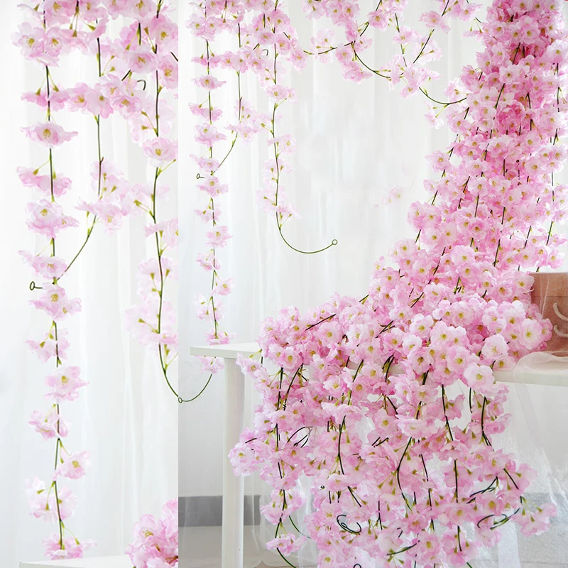 200Cm Silk Cherry blossom rattan DIY wedding artificial flower vine upgrade new decor for hotel background shop window Christmas
200Cm Silk Cherry blossom rattan DIY wedding artificial flower vine upgrade new decor for hotel background shop window Christmas