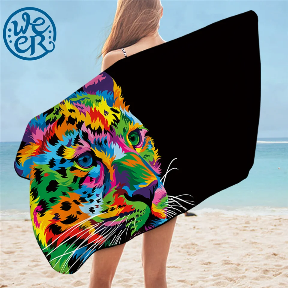 Пляжное полотенце с леопардовым принтом слоном и бульдогом|Банные полотенца| |