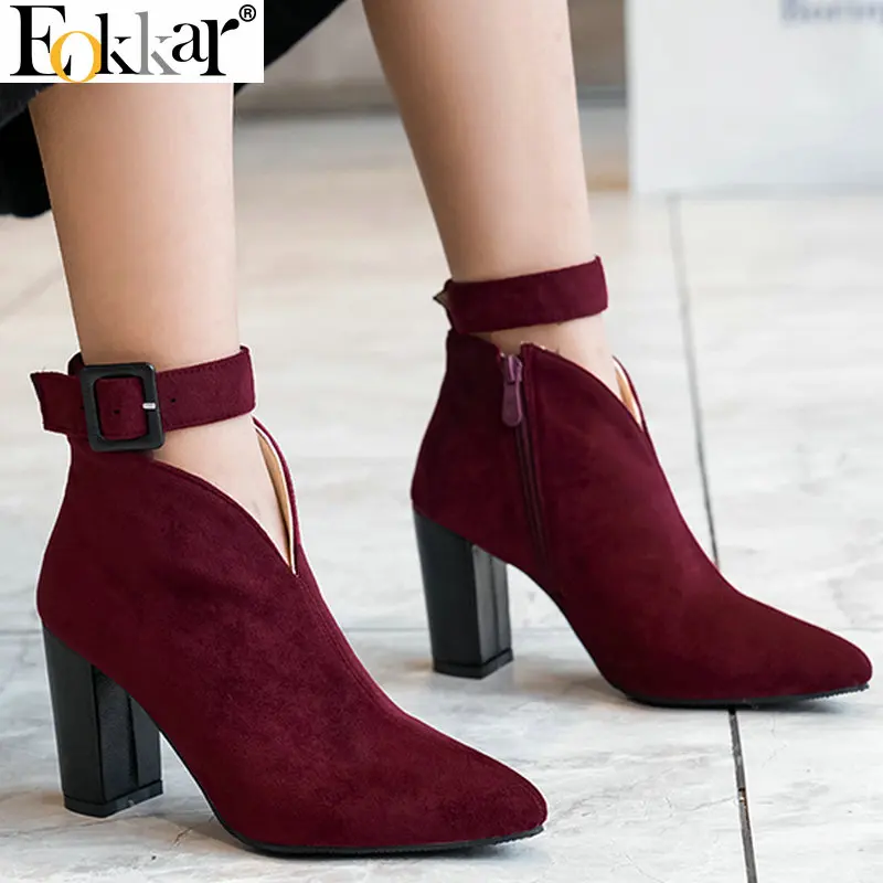 Eokkar 2020 Women Pointed Toe Ankle Boots Square High Heel All Match Winter Warm Boots Women Boots Elegant Shoes Size 34-43
Eokkar 2020 Women Pointed Toe Ankle Boots Square High Heel All Match Winter Warm Boots Women Boots Elegant Shoes Size 34-43