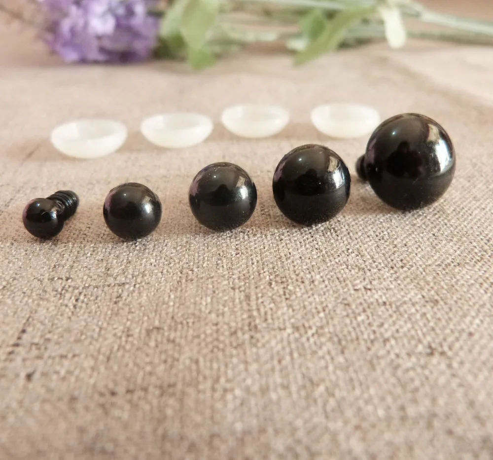 50pcs/lot--16-40mm full black safety toy eyes & soft washer for diy plush doll findings--size option | Игрушки и хобби
