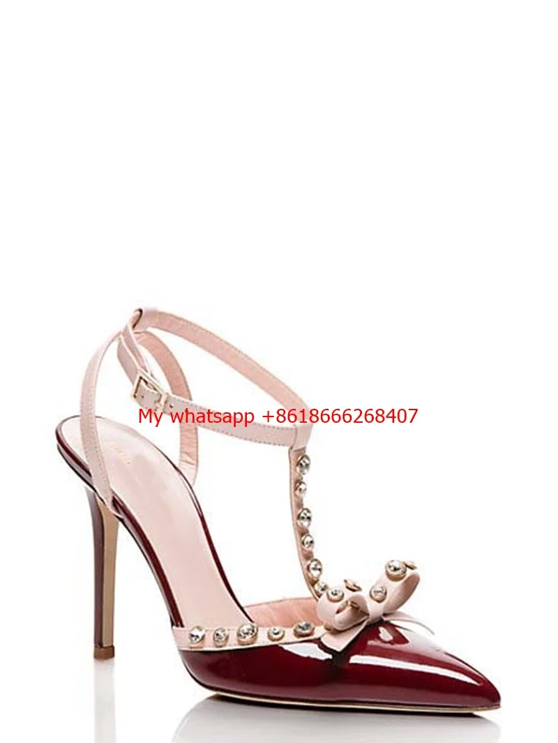 New Fashion Three Ways Sandals PU Pointed Toe Metal Rhinestone Rivets Women's Sandals Knot High Heels Shoes Red Blue Sandal
New Fashion Three Ways Sandals PU Pointed Toe Metal Rhinestone Rivets Women's Sandals Knot High Heels Shoes Red Blue Sandal