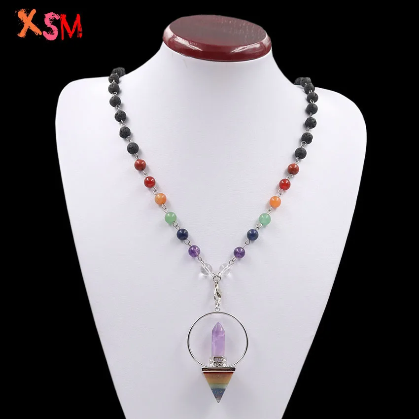 xinshangmie Rainbow Layer Pyramid Amethysts Hexagon Prism 7 Chakra Pendants 8mm Black Lava Volcanic Stone Beads Long Necklace
xinshangmie Rainbow Layer Pyramid Amethysts Hexagon Prism 7 Chakra Pendants 8mm Black Lava Volcanic Stone Beads Long Necklace
