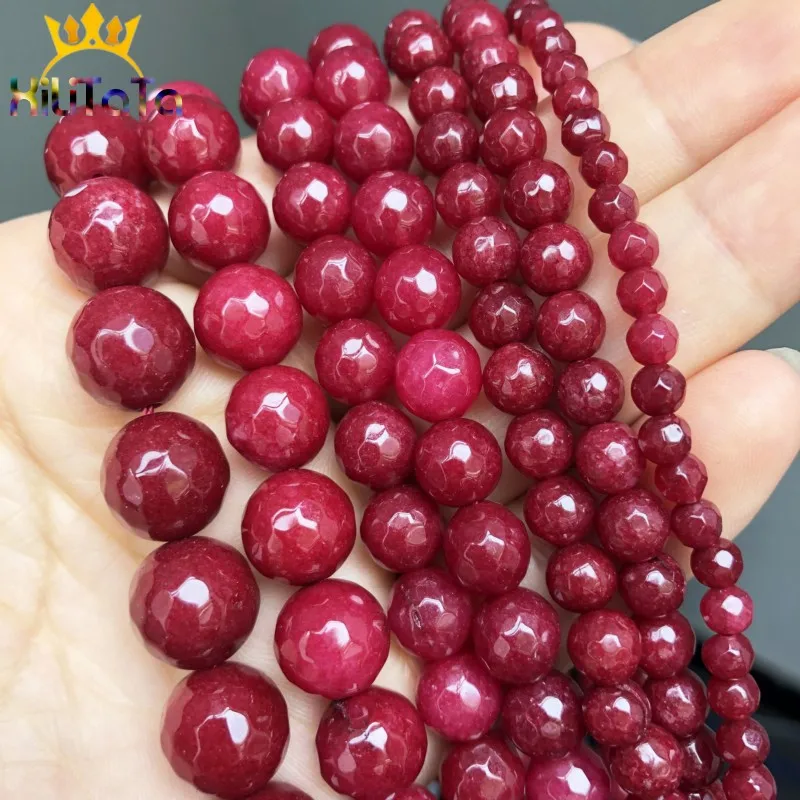 

Natural Stone Beads Faceted Red Chalcedony Loose Spacer Beads For Jewelry Making 4/6/8/10/12mm DIY Handmade Bracelets 15''Strand