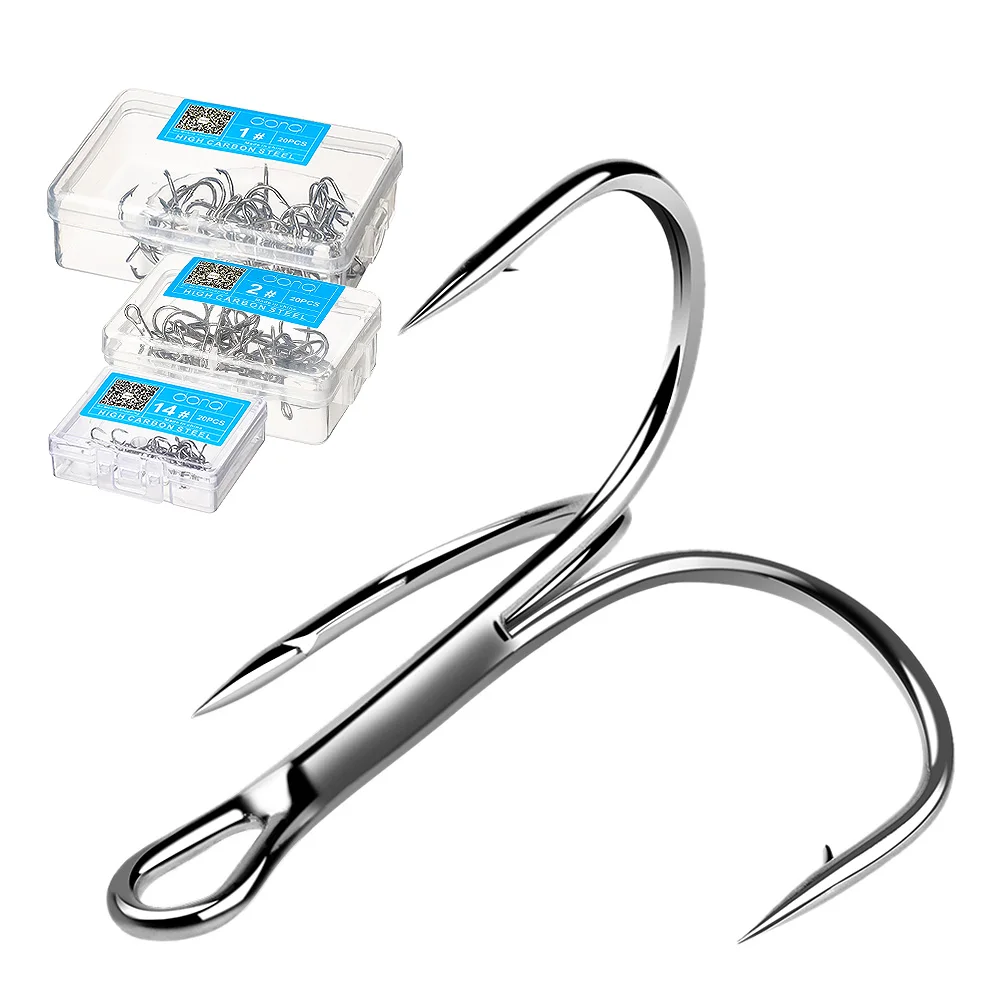 DONQL 20pcs/ Set Treble Fishing Hooks Carbon Steel Barbed Fishhooks Super Sharp Triple Hooks Sea Tackle Accessories with Box
DONQL 20pcs/ Set Treble Fishing Hooks Carbon Steel Barbed Fishhooks Super Sharp Triple Hooks Sea Tackle Accessories with Box
