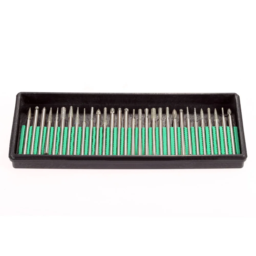 Electroplated Diamond Grinding Heads 30pcs 3mm Burrs Bur Bit Set for Rotary Set Electric Grinding Accessories
Electroplated Diamond Grinding Heads 30pcs 3mm Burrs Bur Bit Set for Rotary Set Electric Grinding Accessories