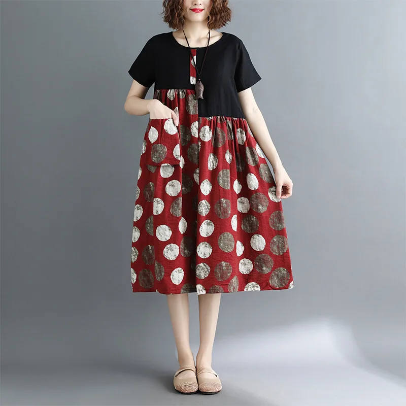 XL-3XL patchwork polka dot t-shirt dress plus size A-line casual long dress large size women summer dress 2019 beach boho dress
XL-3XL patchwork polka dot t-shirt dress plus size A-line casual long dress large size women summer dress 2019 beach boho dress