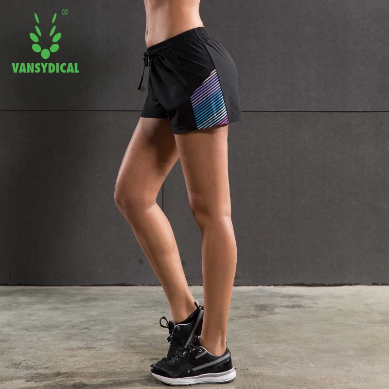 Vansydical женские шорты для бега фитнеса йоги спортивные быстросохнущие с