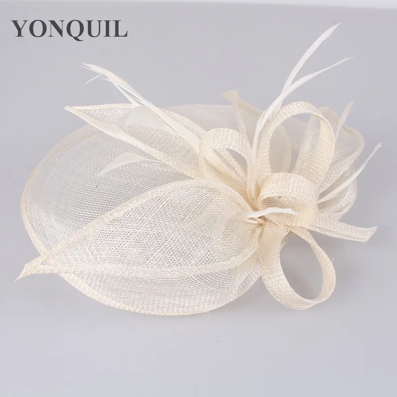 

New Sinamay Hats Kentucky Fascinator Hair Accessories for Wedding 20 Colors Ladies Cocktail Hat Ivory Derby Headpieces for Sale