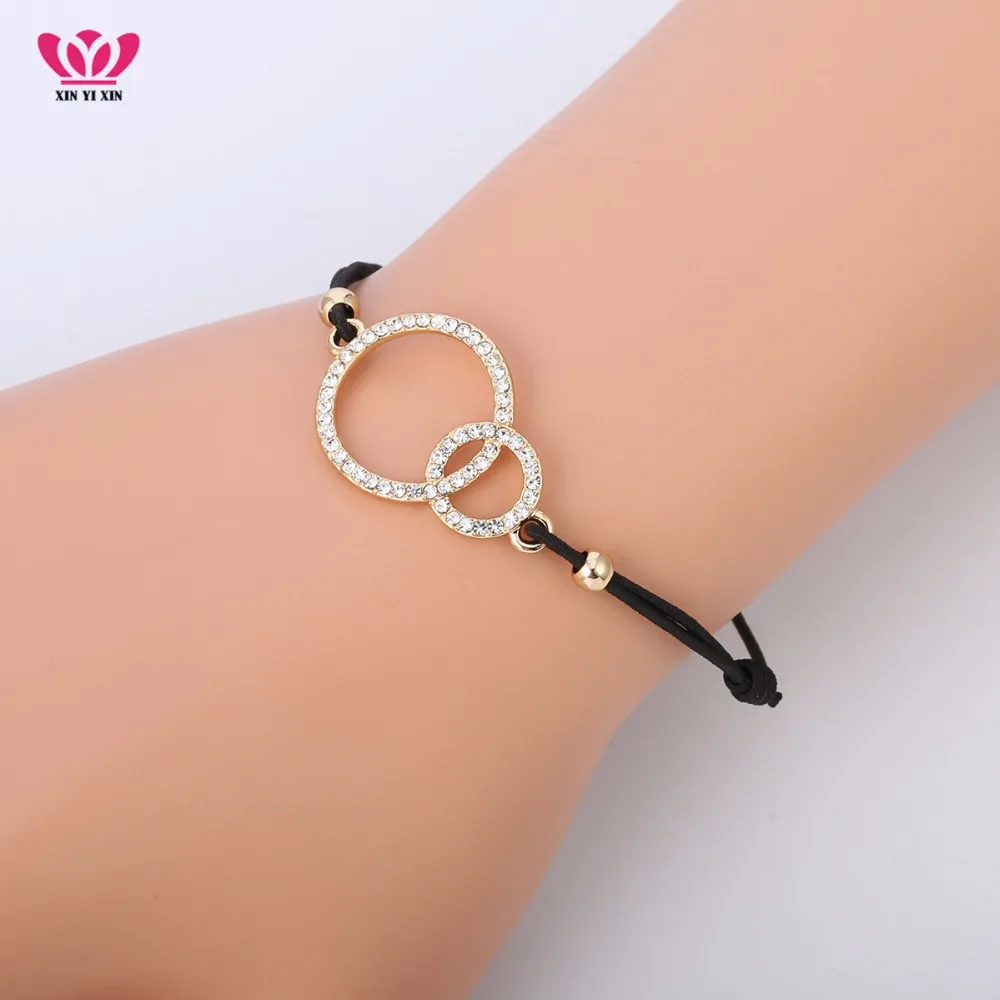 New Design Gold Double Circles Charms Bracelet for Women Elastic Rope Adjustable Chain Crystal Bracelet Dropshipping 2018
New Design Gold Double Circles Charms Bracelet for Women Elastic Rope Adjustable Chain Crystal Bracelet Dropshipping 2018