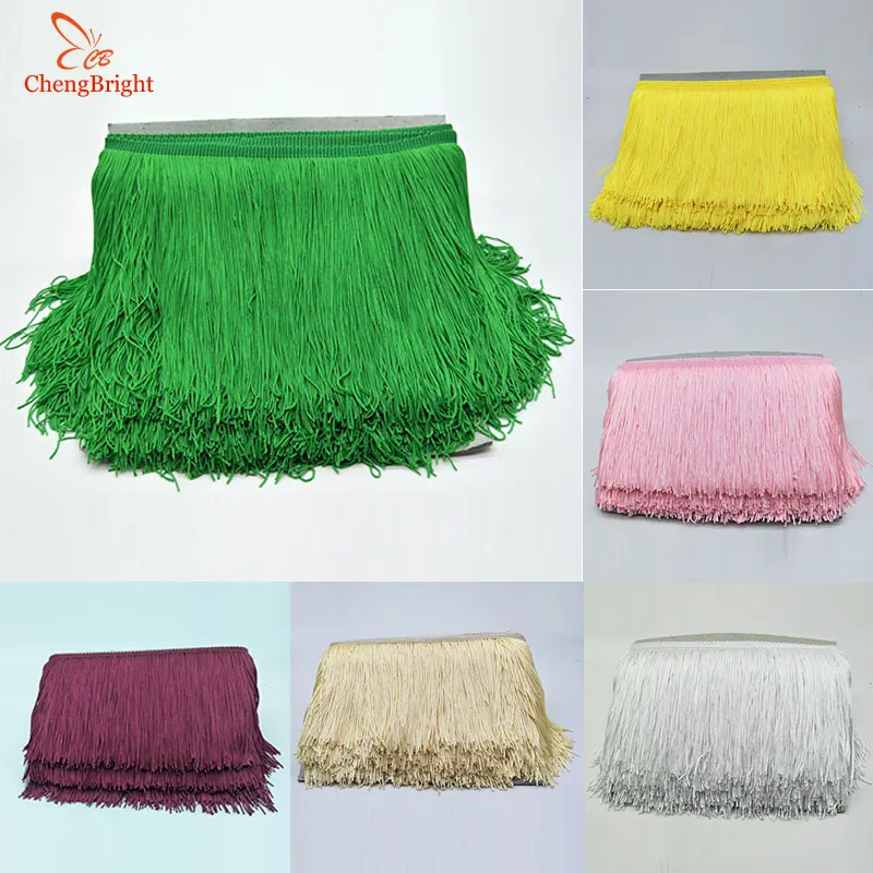 

ChengBright 10 Meters Polyester Lace Tassel Fringe Lace Trim Ribbon Sew Latin Dress Stage Garment Curtain Accessories 50cm Width