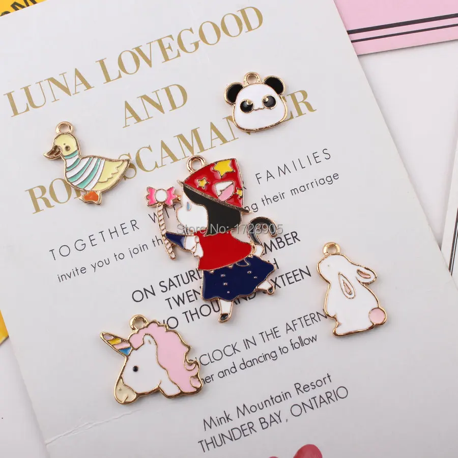 Unicorn Duck Panda Rabbit Animal Charm 10pcs Lovely Colorful Drop Oil Enamel Charms for Bracelet Jewelry Finding Accessories
Unicorn Duck Panda Rabbit Animal Charm 10pcs Lovely Colorful Drop Oil Enamel Charms for Bracelet Jewelry Finding Accessories