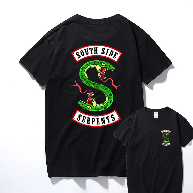 Riverdale Mens t Shirts zomer stijl tops Riverdale Zuid Side Serpents T-Shirt voor man Jughead Jones Archie Andrews hip hop tops
Riverdale Mens t Shirts zomer stijl tops Riverdale Zuid Side Serpents T-Shirt voor man Jughead Jones Archie Andrews hip hop tops