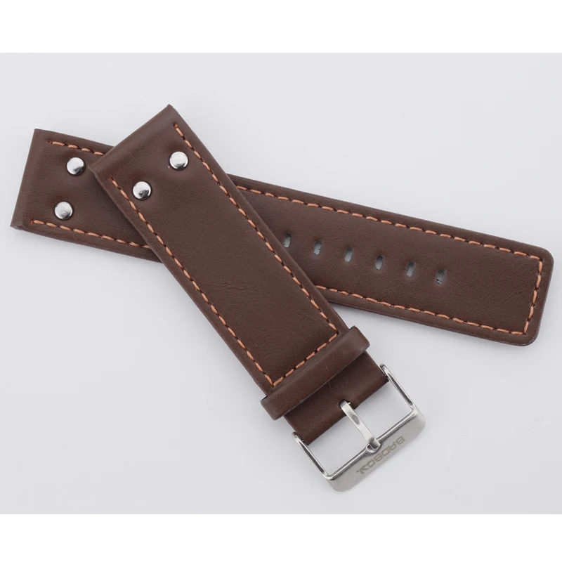 Водонепроницаемый ремешок для часов с серебристой стальной пряжкой 22 мм|leather watch