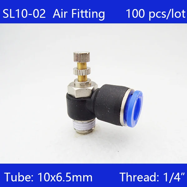 

SL10-02 Free shipping 100Pcs 10mm Push In to Connect Fitting 1/4" Thread Pneumatic Speed Controller