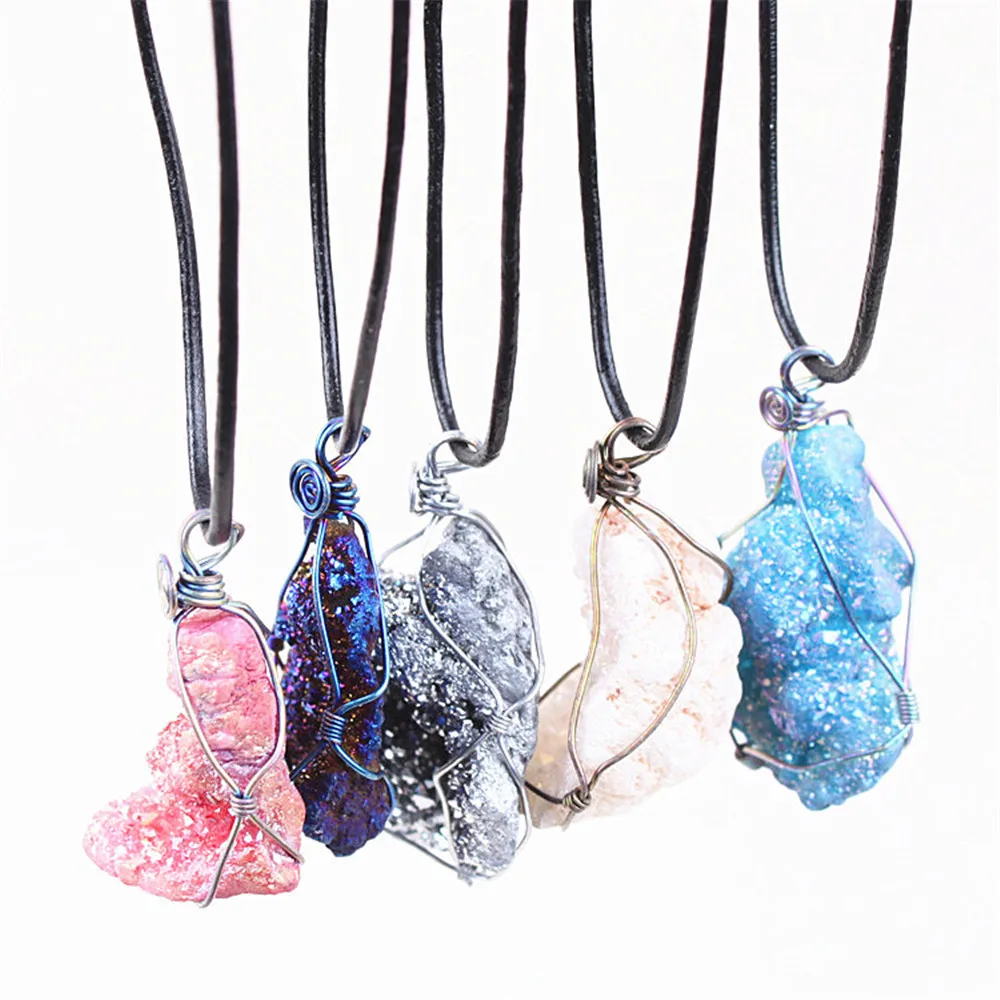 Natural Druzy Winding Agates Stone Pendant Electroplate Irregular Shape Quartz Jewelry Necklace Accessories
Natural Druzy Winding Agates Stone Pendant Electroplate Irregular Shape Quartz Jewelry Necklace Accessories