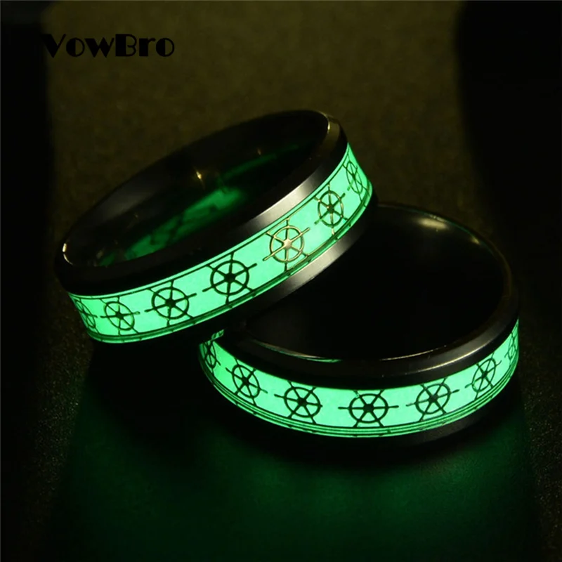 Фото Мужское кольцо VowBro из нержавеющей стали светящееся в темноте|Кольца| |
