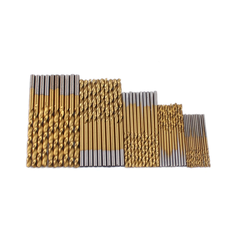 50Pcs/Set Titanium Coated Twist Drill Bit Set 1/1.5/2/2.5/3mm High Speed Steel Wood Drilling Metalworking Power Tool
50Pcs/Set Titanium Coated Twist Drill Bit Set 1/1.5/2/2.5/3mm High Speed Steel Wood Drilling Metalworking Power Tool