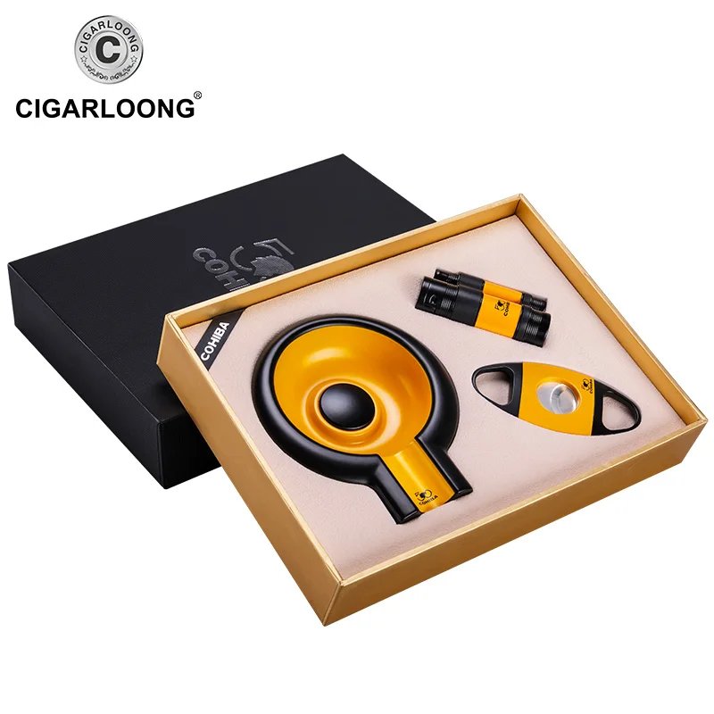 CIGARLOONG Portable cigar ashtray cigar cutter lighter set high-grade sharp stainless steel cigar knife 3 sets CQ-4002
CIGARLOONG Portable cigar ashtray cigar cutter lighter set high-grade sharp stainless steel cigar knife 3 sets CQ-4002