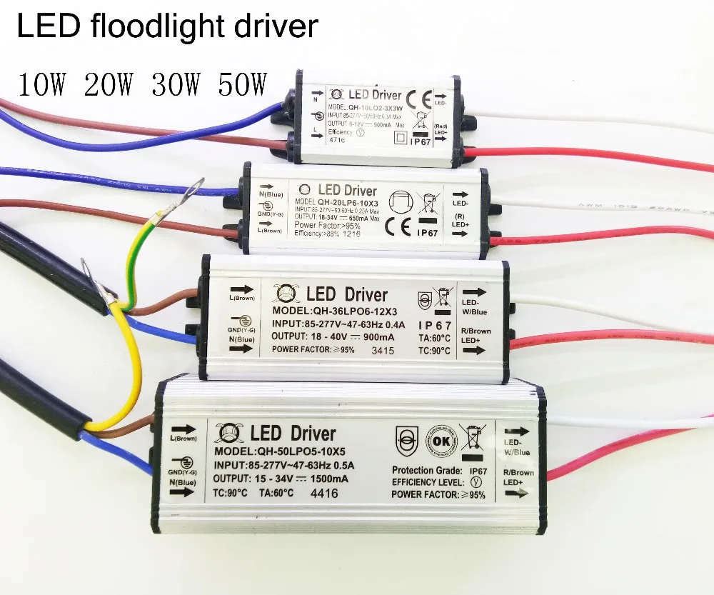 

Led Driver Transformer Power Supply Adapter AC110-260V 10W 20W 30W 50W Waterproof Electronic outdoor IP67 led floodlight