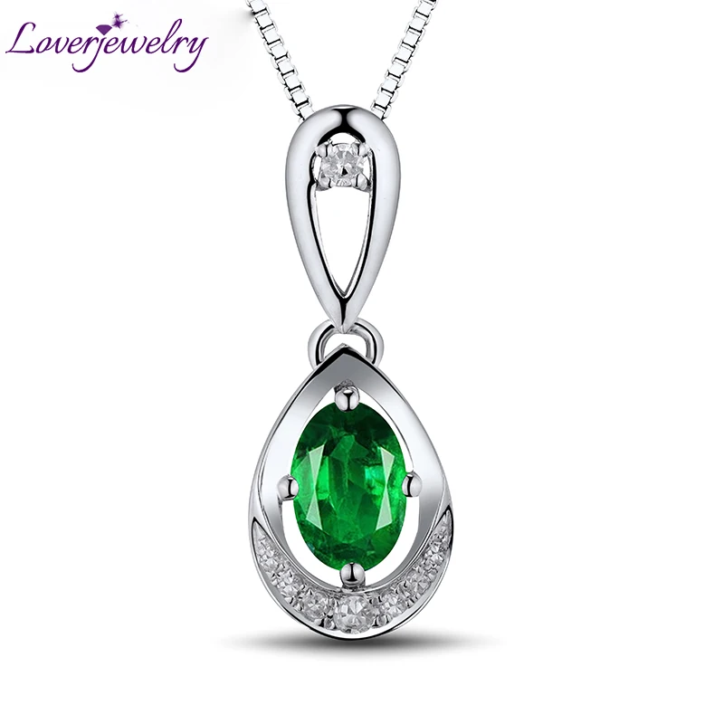 LOVERJEWELRY Natural Colombia Emerald Stone Oval 4x6mm Real 18Kt White Gold Real Diamond Wedding Pendant Fine Jewelry for Women
LOVERJEWELRY Natural Colombia Emerald Stone Oval 4x6mm Real 18Kt White Gold Real Diamond Wedding Pendant Fine Jewelry for Women