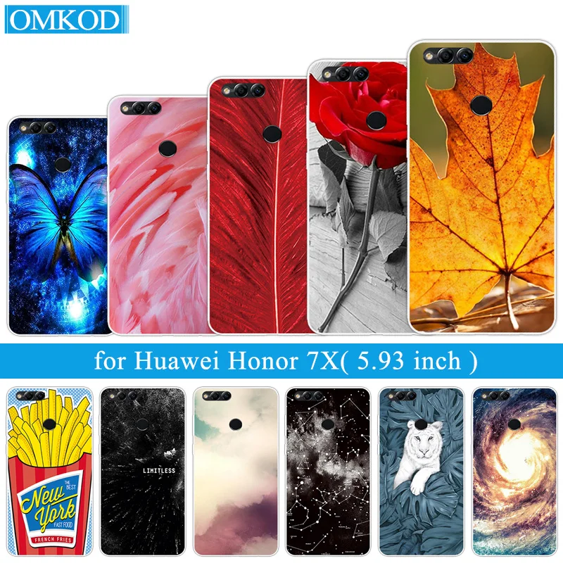 Силиконовый чехол для Huawei Honor 7X 5 93 дюймов 7 X черный матовый телефона DIY 7x Fundas|case for