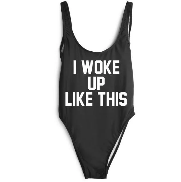 Women Sexy One Piece I WOKE UP LIKE THIS SWIMSUIT Bodysuit bathing suit Swimwear High Cut Suits Beachwear free shipping
Women Sexy One Piece I WOKE UP LIKE THIS SWIMSUIT Bodysuit bathing suit Swimwear High Cut Suits Beachwear free shipping