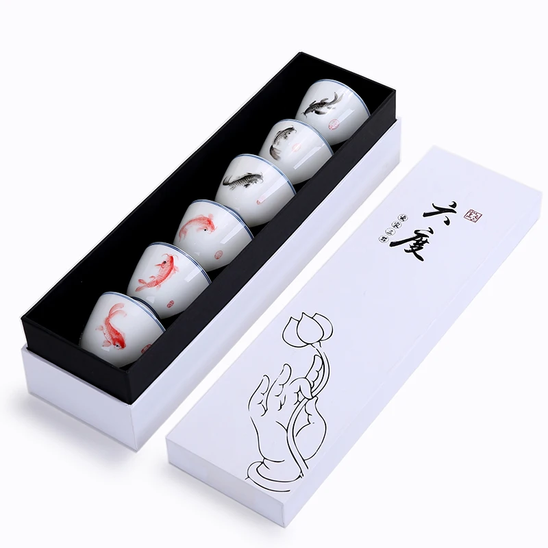 6pcs Chinese Kung Fu Drinkware New Personal Tea Cup Set Jingdezhen Blue and White Porcelain Mug Hand-painted Fish With Gift Box
6pcs Chinese Kung Fu Drinkware New Personal Tea Cup Set Jingdezhen Blue and White Porcelain Mug Hand-painted Fish With Gift Box