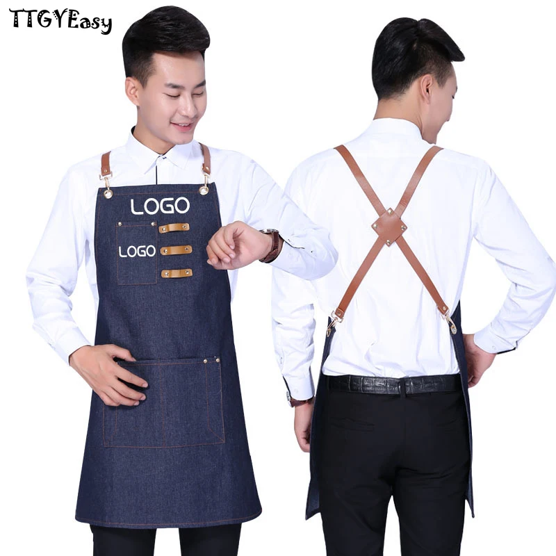 New Denim Cowboy Apron BBQ Senior Jeans baking Bib Leather Straps Kitchen apron for Women Men cooking Waitress Custom Print Logo
New Denim Cowboy Apron BBQ Senior Jeans baking Bib Leather Straps Kitchen apron for Women Men cooking Waitress Custom Print Logo