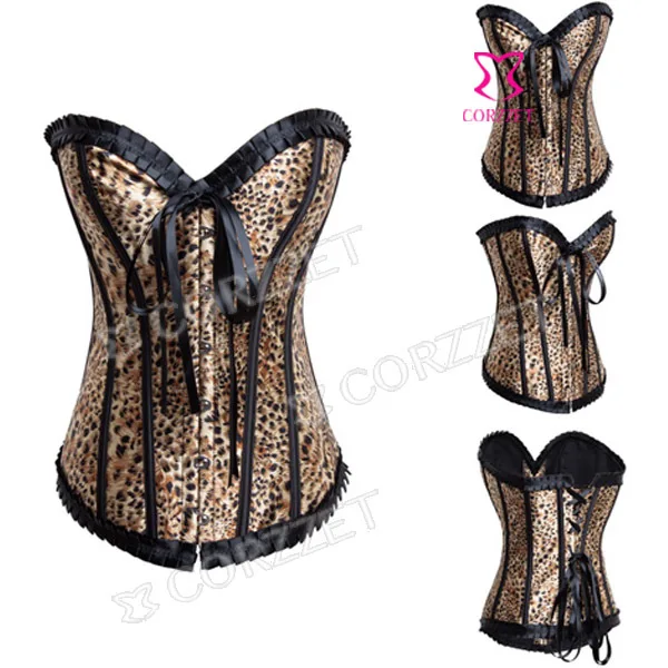 Gothic Satin Leopard Sexy Corset Top Women Steampunk Waist Trainer Corsets And Bustiers Overbust Corpetes E Espartilhos 2014
Gothic Satin Leopard Sexy Corset Top Women Steampunk Waist Trainer Corsets And Bustiers Overbust Corpetes E Espartilhos 2014