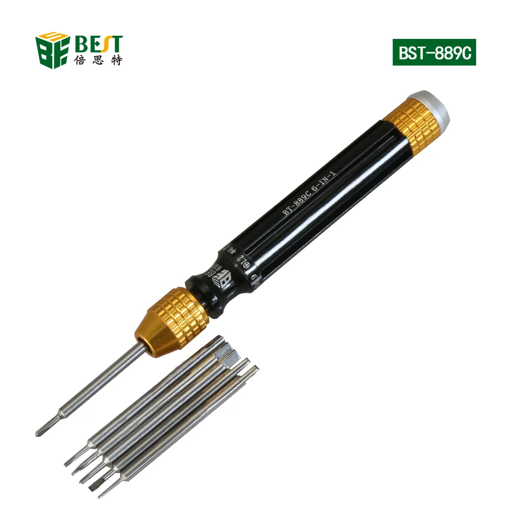 

Free shipping BST-889C 6 in 1 Multi-Function Magnetic Precision Screwdriver Set for Mobile Phone Electronics Repair Opening Tool