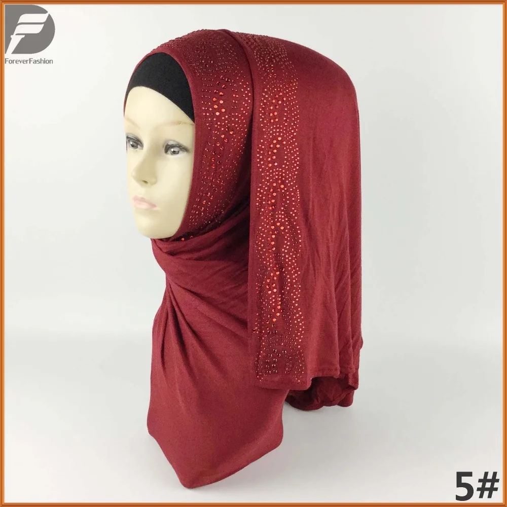 2017 Новый тренд Sheen rstames Diamond Hijabs Пашмина хлопок Джерси ислам шаль-никаб шарф