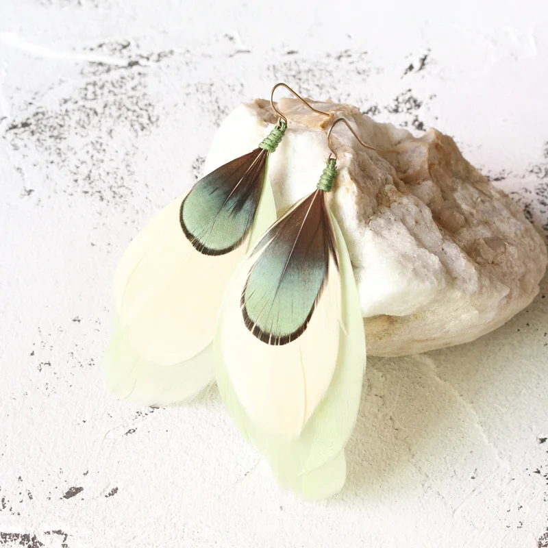 Layers Feather Dangle Earrings Vintage Delicate Drop for Women Jewelry long earrings Party gift women drop earring | Украшения и