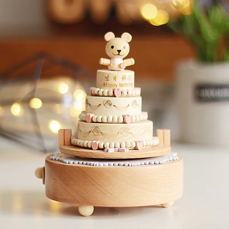Cute Bear Birthday Cake Music Box Happy Birthday Spinning Wood Crafts Creative Bithday Gift for Kids Children's Room Decoration
Cute Bear Birthday Cake Music Box Happy Birthday Spinning Wood Crafts Creative Bithday Gift for Kids Children's Room Decoration