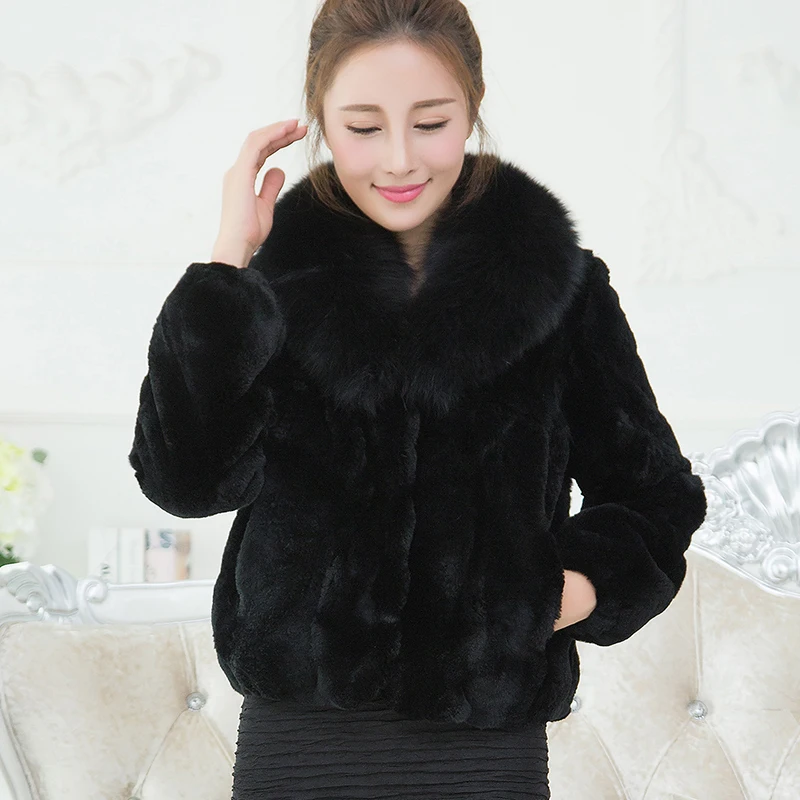 Whole Skin Pelt Rex Rabbit Fur Jacket Fox Fur Collar Coat Outwear Garment Blazer Top Black Wine Purple Khaki Grey
Whole Skin Pelt Rex Rabbit Fur Jacket Fox Fur Collar Coat Outwear Garment Blazer Top Black Wine Purple Khaki Grey