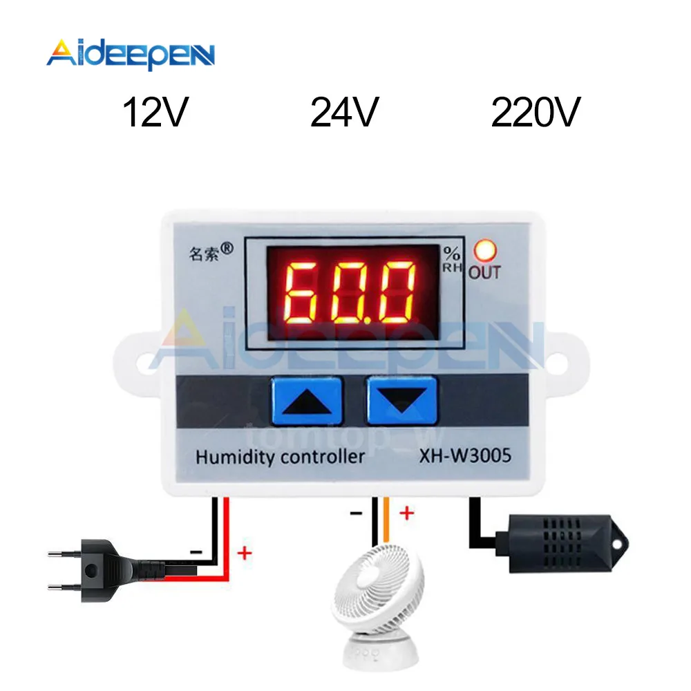W3005 220V 12V 24V 10A Digital Humidity Controller instrument Humidity control Switch hygrostat Hygrometer SHT20 Humidity sensor
W3005 220V 12V 24V 10A Digital Humidity Controller instrument Humidity control Switch hygrostat Hygrometer SHT20 Humidity sensor