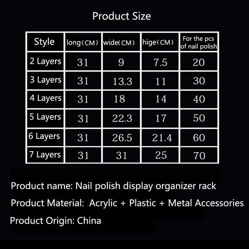 31X31X25cm 7 Tiers Makeup Cosmetic Clear Acrylic Organizer Lipstick Jewelry Display Stand Holder Mac Nail Polish Rack B561-6-6
31X31X25cm 7 Tiers Makeup Cosmetic Clear Acrylic Organizer Lipstick Jewelry Display Stand Holder Mac Nail Polish Rack B561-6-6