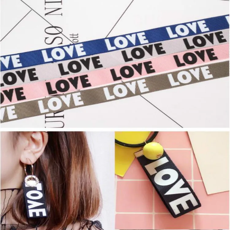 Многоцветная корсажная лента LOVE с принтом в виде сердца 1 метр (16 мм) для подарка |