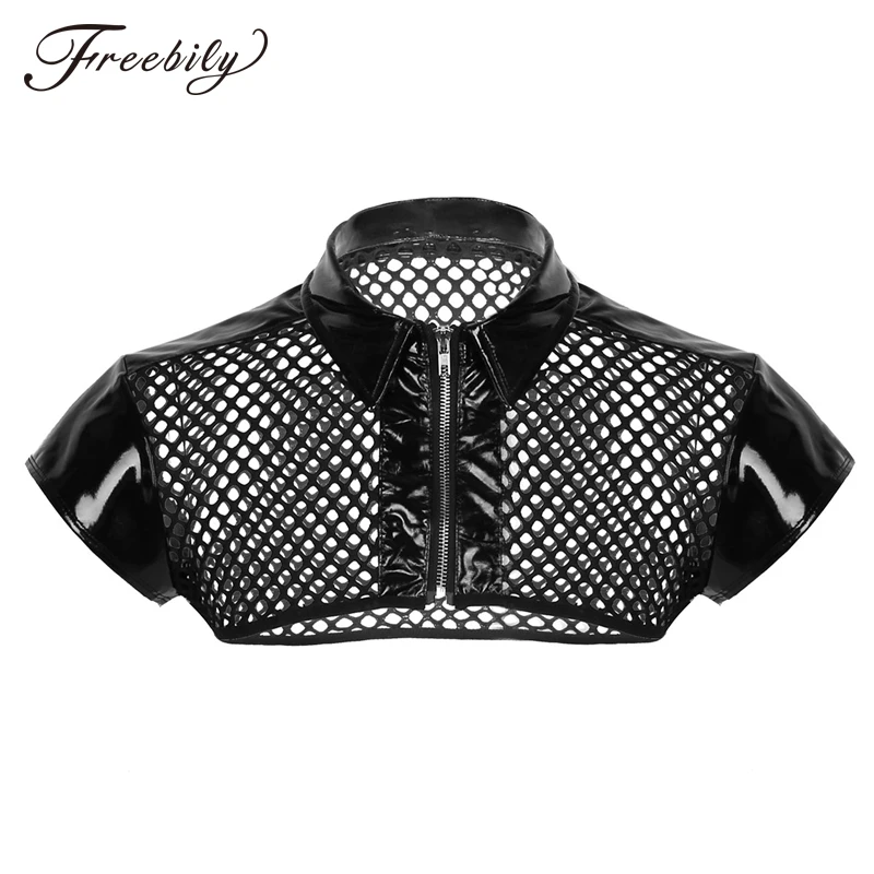 Mens See Through Mesh Fishnet Patent Leather Splice Shoulder Chest Harness Shirt Muscle Clubwear Costume Half Tank Top
Mens See Through Mesh Fishnet Patent Leather Splice Shoulder Chest Harness Shirt Muscle Clubwear Costume Half Tank Top
