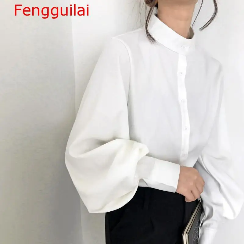 Vintage Stand Collar Lantern Sleeve Women Blouses Tops Single Breasted Blouse Shirt Female Thick Loose Shirts Blusas Mujer
Vintage Stand Collar Lantern Sleeve Women Blouses Tops Single Breasted Blouse Shirt Female Thick Loose Shirts Blusas Mujer